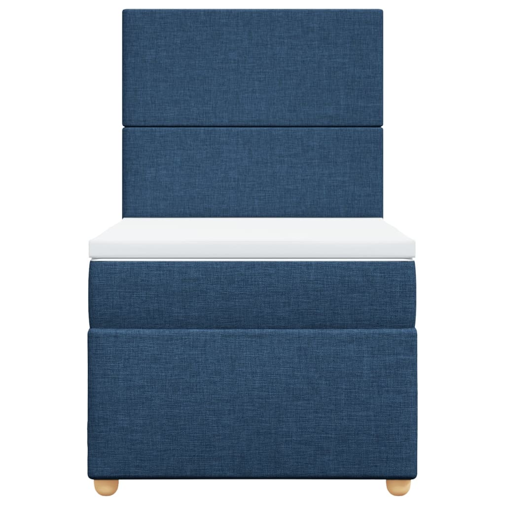 Box Spring Postel S Matrací Modrá 100 X 200 Cm Textil