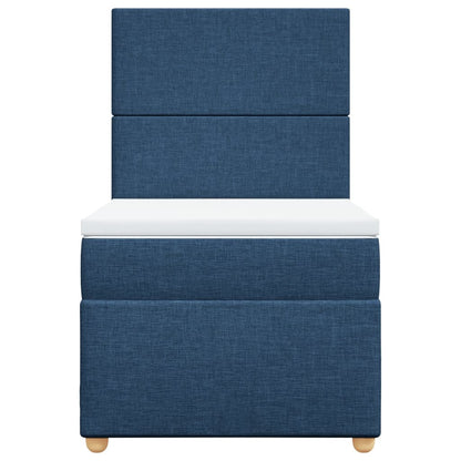 Box Spring Postel S Matrací Modrá 100 X 200 Cm Textil