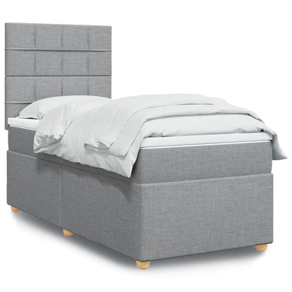 Box Spring Postel S Matrací Textil Světle Šedá