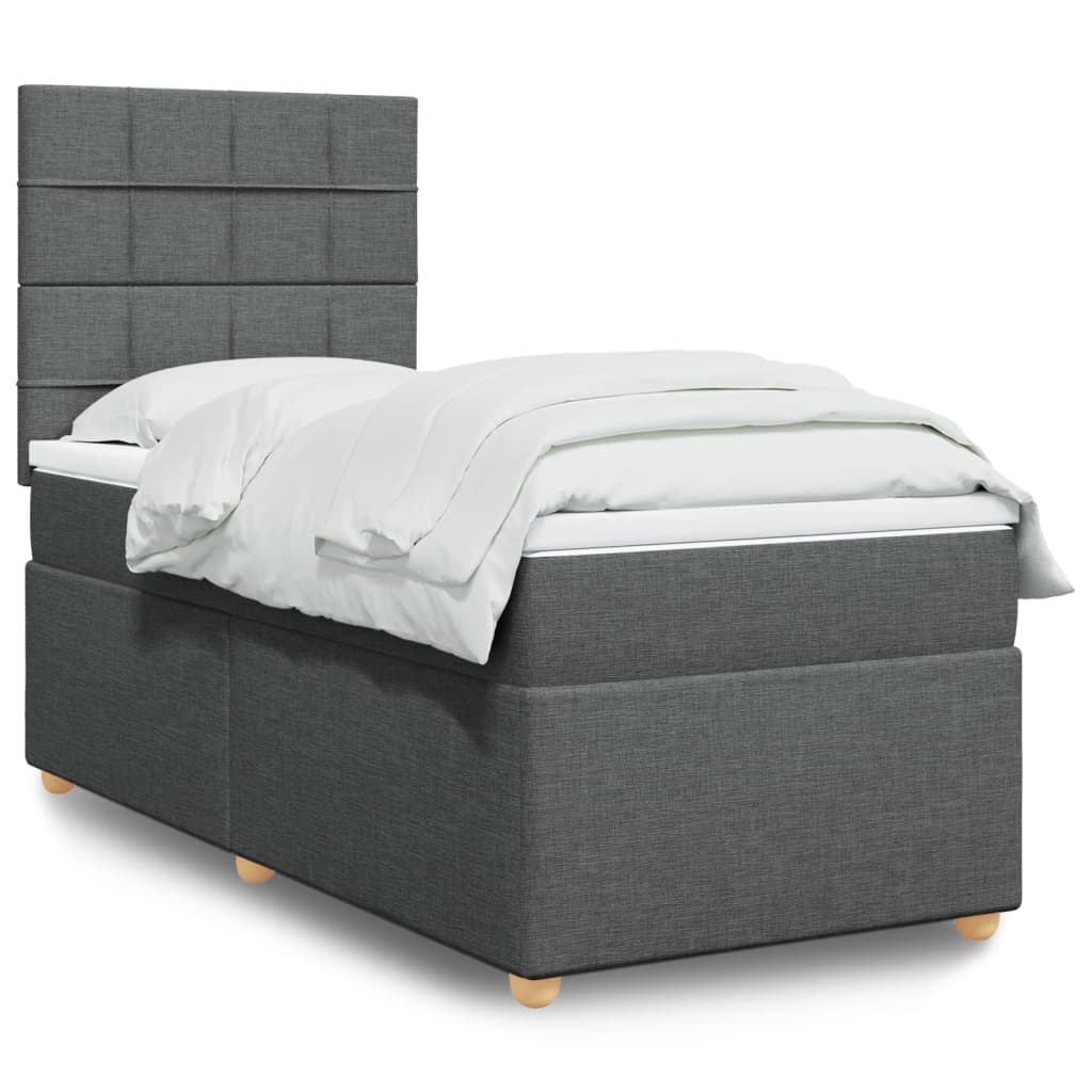 Box Spring Postel S Matrací Textil Tmavě Šedá