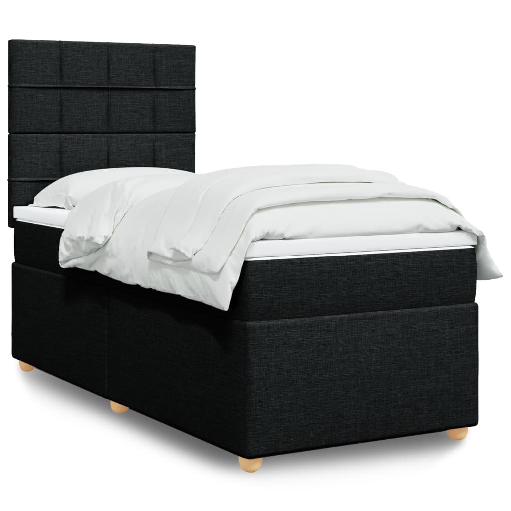 Box Spring Postel S Matrací Černá Textil Černá