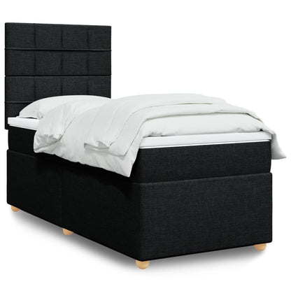 Box Spring Postel S Matrací Černá Textil Černá