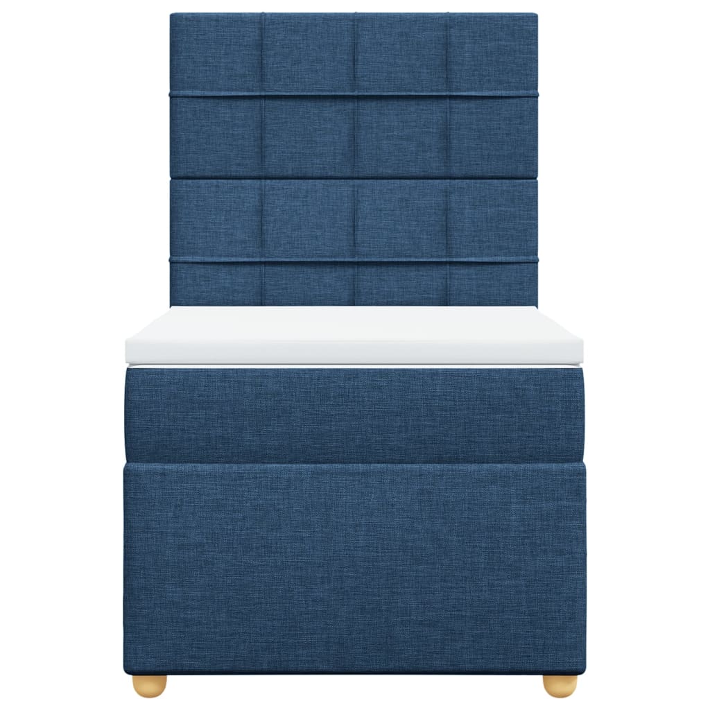 Box Spring Postel S Matrací Modrá 100 X 200 Cm Textil