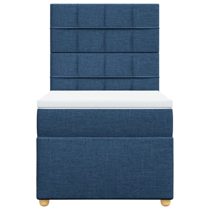 Box Spring Postel S Matrací Modrá 100 X 200 Cm Textil