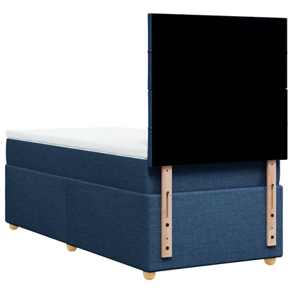 Box Spring Postel S Matrací Modrá 100 X 200 Cm Textil