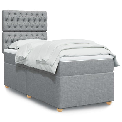 Box Spring Postel S Matrací Textil Světle Šedá