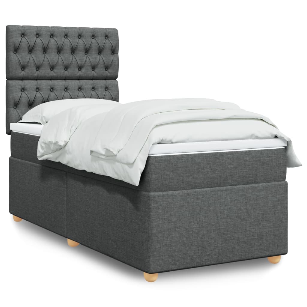 Box Spring Postel S Matrací Textil Tmavě Šedá