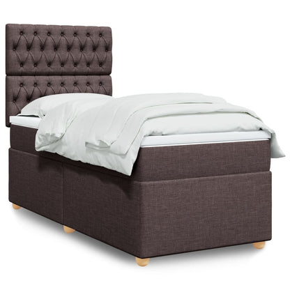 Box Spring Postel S Matrací Textil Tmavě Hnědá