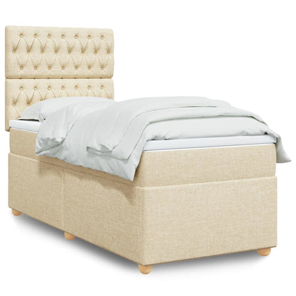 Box Spring Postel S Matrací Textil Krémová