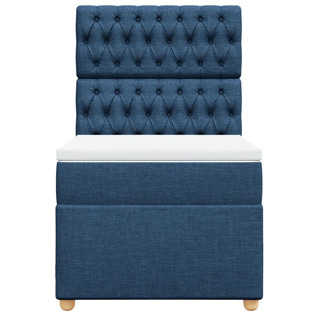 Box Spring Postel S Matrací Modrá 100 X 200 Cm Textil