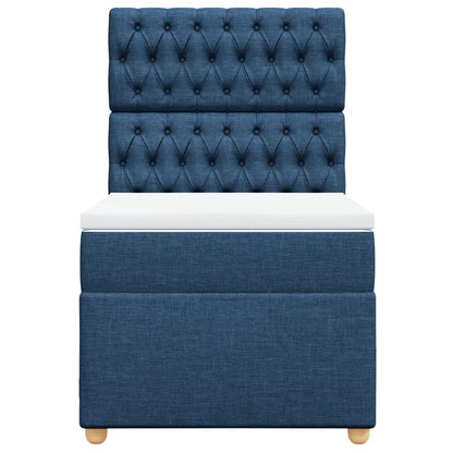 Box Spring Postel S Matrací Modrá 100 X 200 Cm Textil