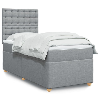 Box Spring Postel S Matrací Textil Světle Šedá
