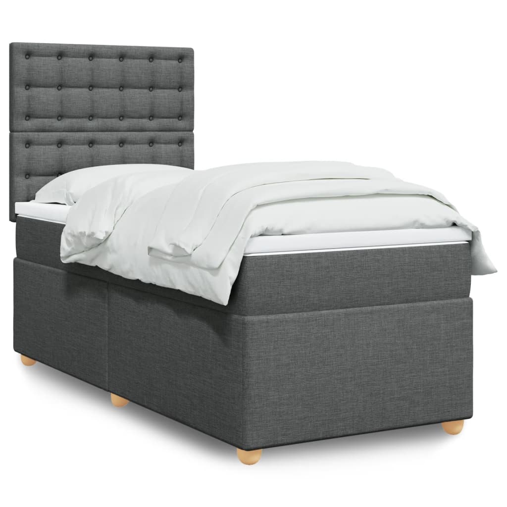 Box Spring Postel S Matrací Textil Tmavě Šedá
