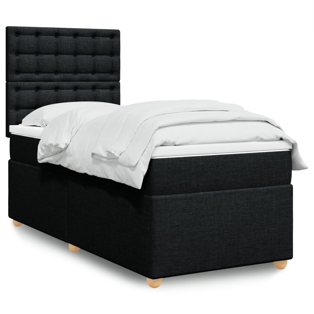 Box Spring Postel S Matrací Černá Textil Černá