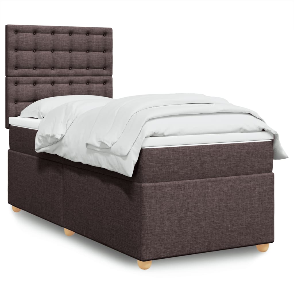 Box Spring Postel S Matrací Textil Tmavě Hnědá