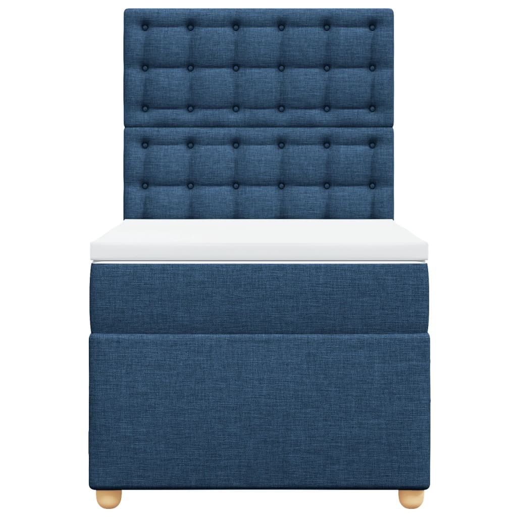 Box Spring Postel S Matrací Modrá 100 X 200 Cm Textil