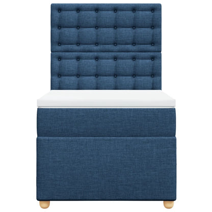 Box Spring Postel S Matrací Modrá 100 X 200 Cm Textil