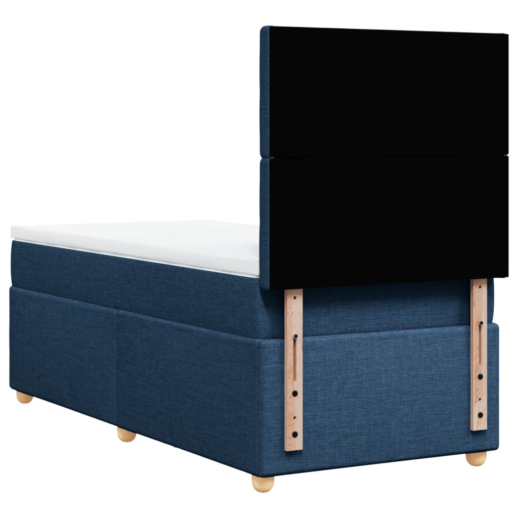 Box Spring Postel S Matrací Modrá 100 X 200 Cm Textil