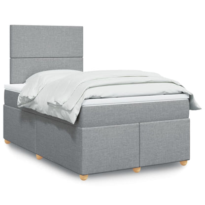 Box Spring Postel S Matrací Textil Světle Šedá