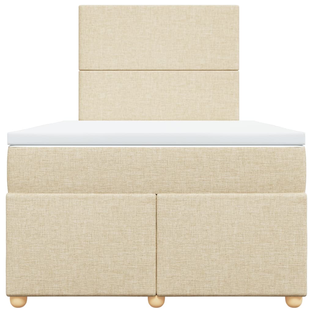 Box Spring Postel S Matrací Krémová 120X190 Cm Textil Černá