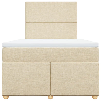 Box Spring Postel S Matrací Krémová 120X190 Cm Textil Černá