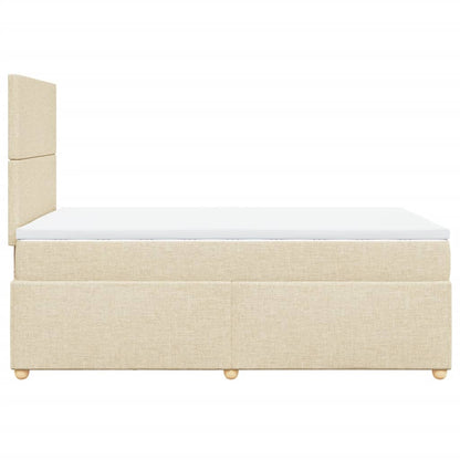 Box Spring Postel S Matrací Krémová 120X190 Cm Textil Černá