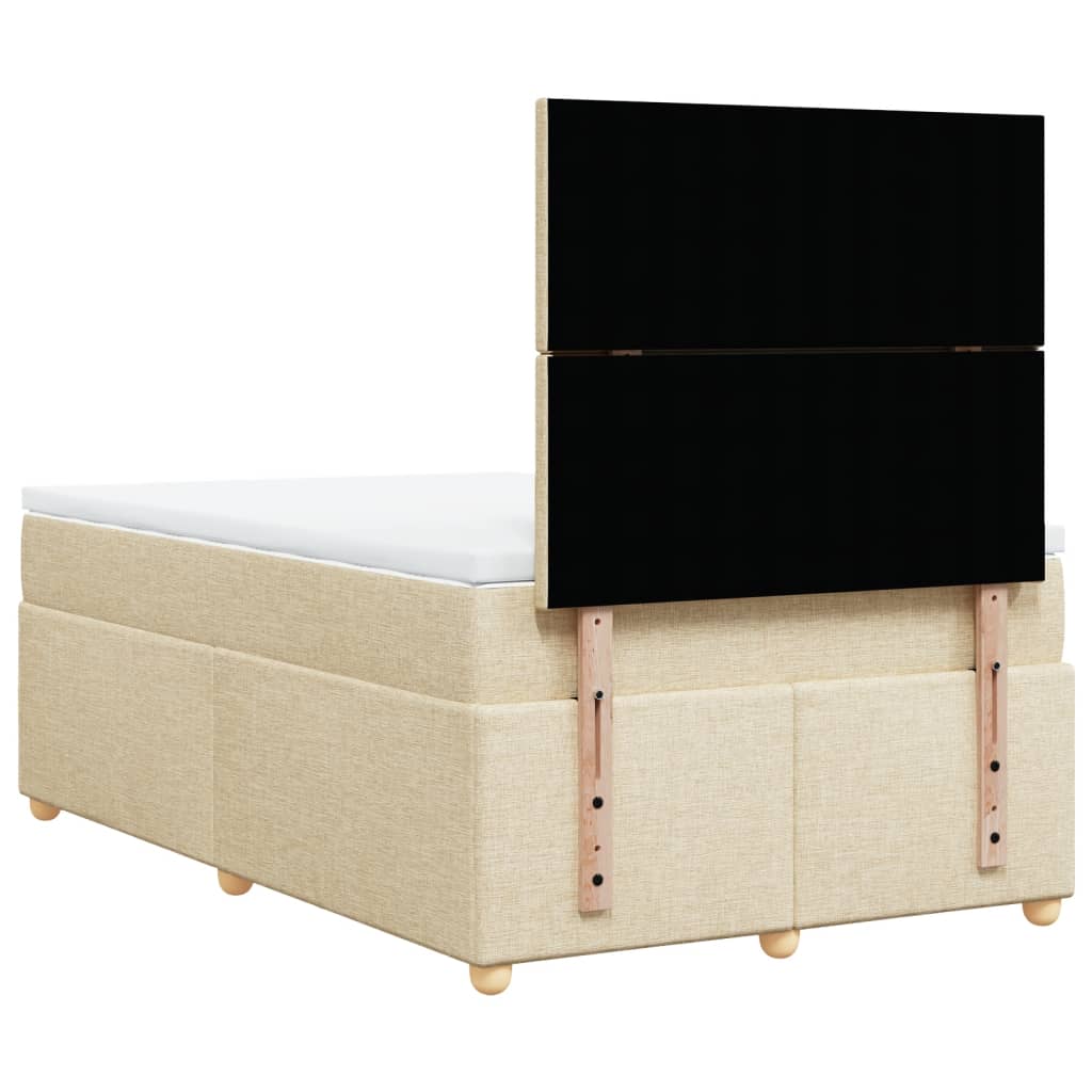 Box Spring Postel S Matrací Krémová 120X190 Cm Textil Černá