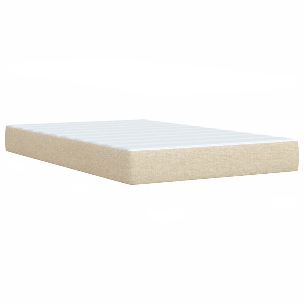 Box Spring Postel S Matrací Krémová 120X190 Cm Textil Černá
