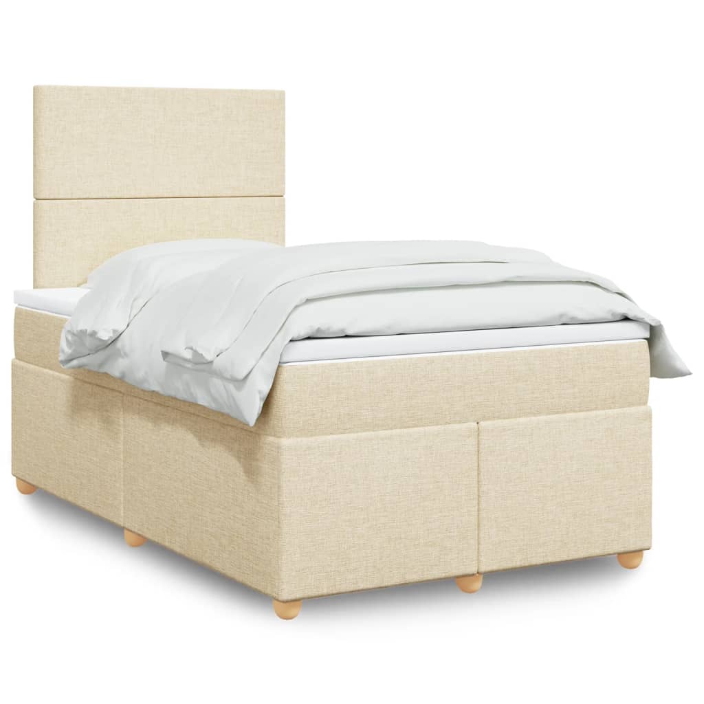 Box Spring Postel S Matrací Krémová 120X190 Cm Textil Černá