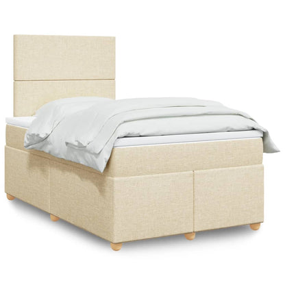 Box Spring Postel S Matrací Textil Krémová