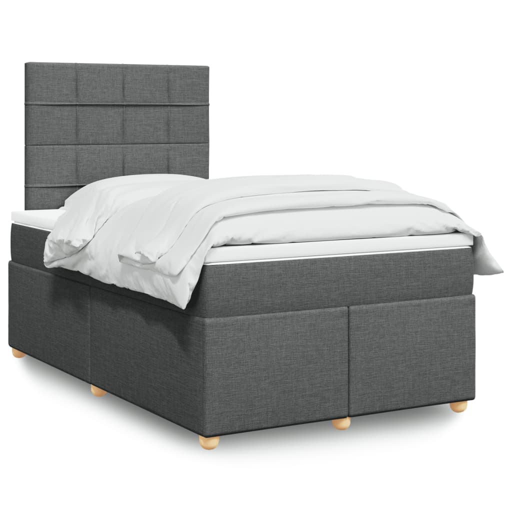 Box Spring Postel S Matrací Textil Tmavě Šedá