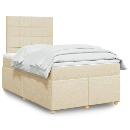 Box Spring Postel S Matrací Textil Krémová