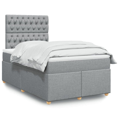 Box Spring Postel S Matrací Textil Světle Šedá