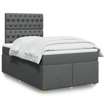 Box Spring Postel S Matrací Textil Tmavě Šedá