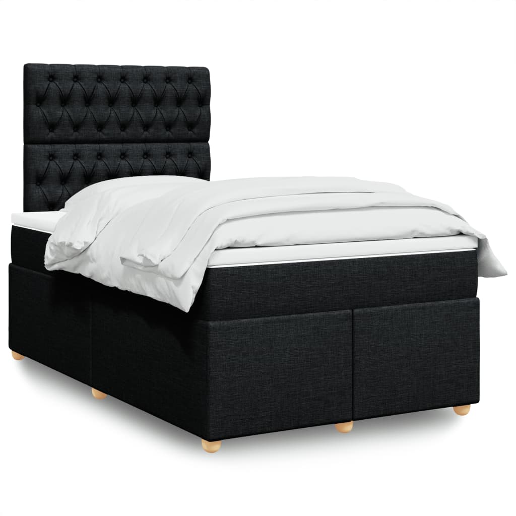 Box Spring Postel S Matrací Černá Textil Černá