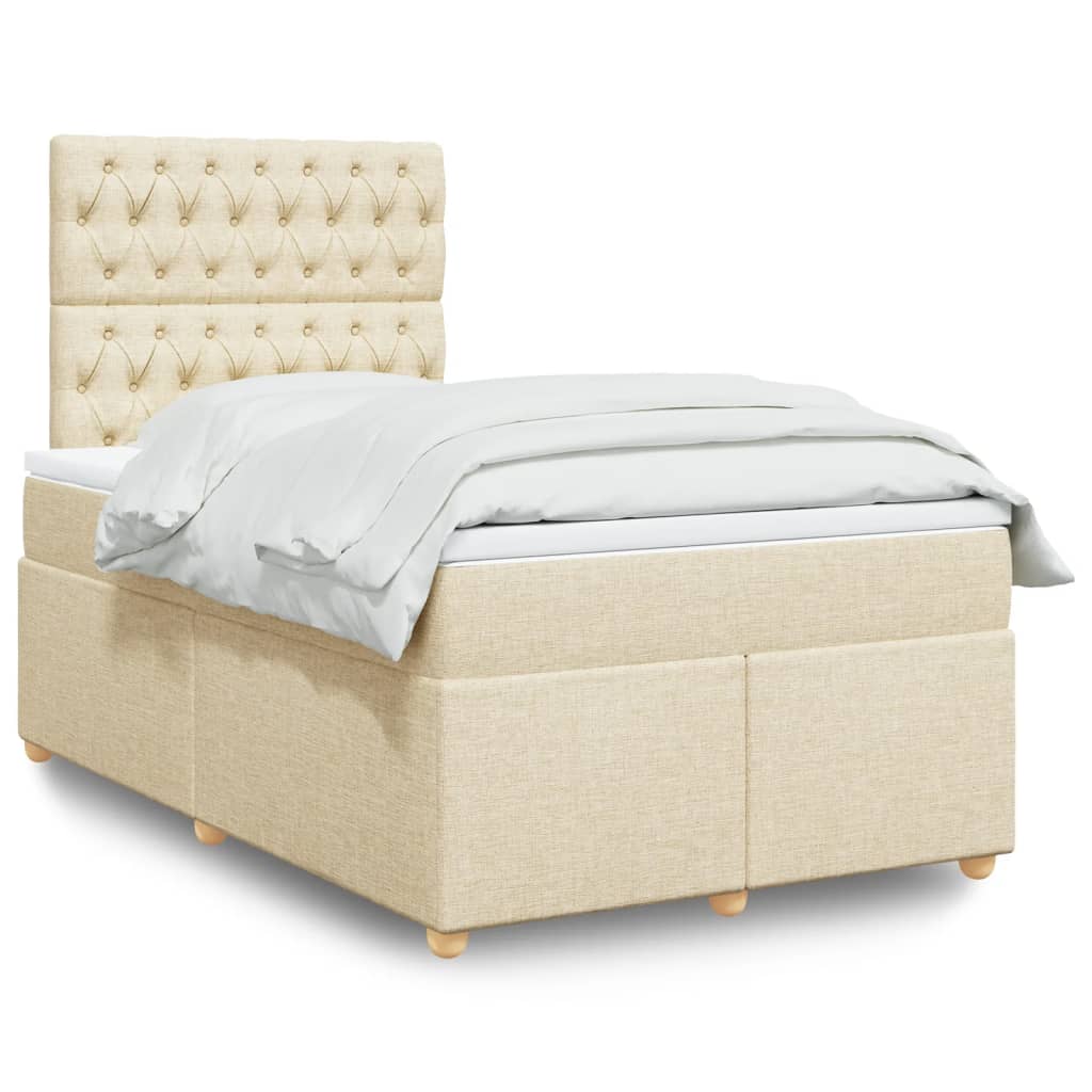 Box Spring Postel S Matrací Textil Krémová