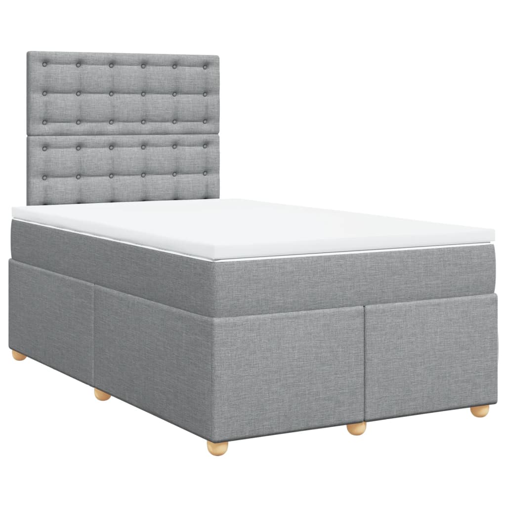 Box Spring Postel S Matrací Textil Světle Šedá