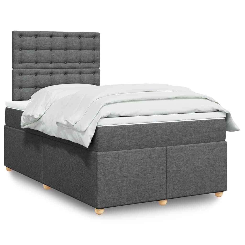 Box Spring Postel S Matrací Textil Tmavě Šedá