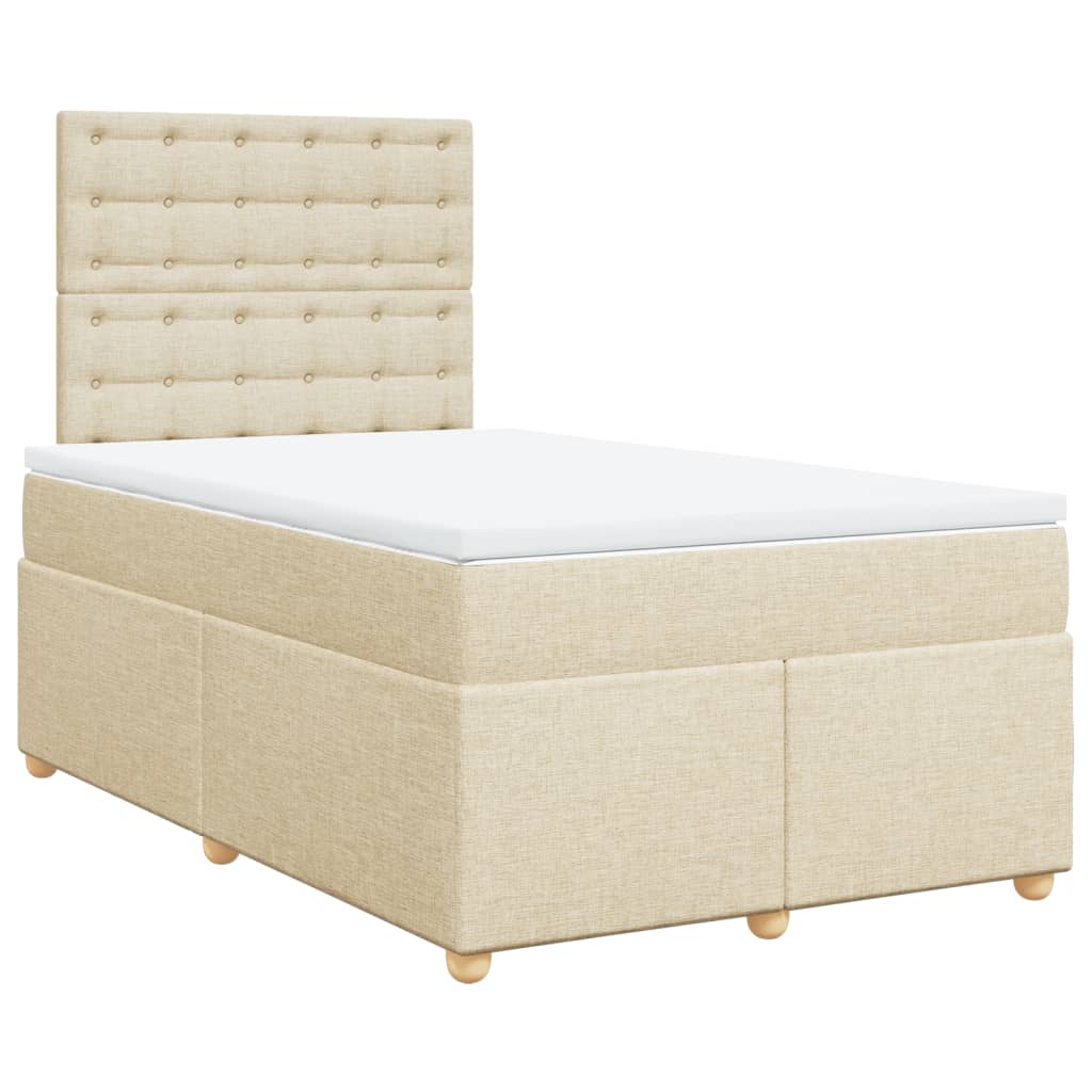 Box Spring Postel S Matrací Krémová 120X190 Cm Textil