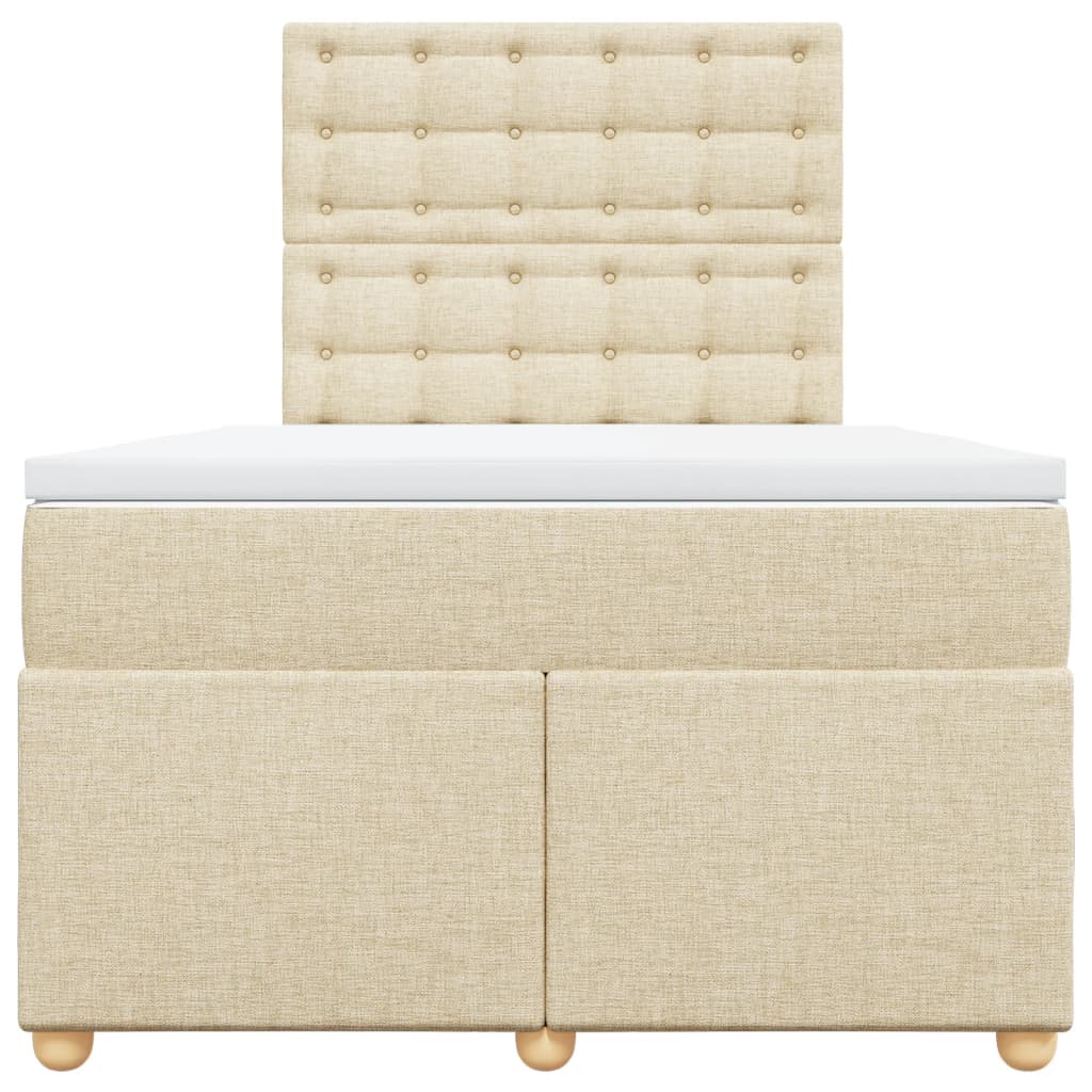 Box Spring Postel S Matrací Krémová 120X190 Cm Textil