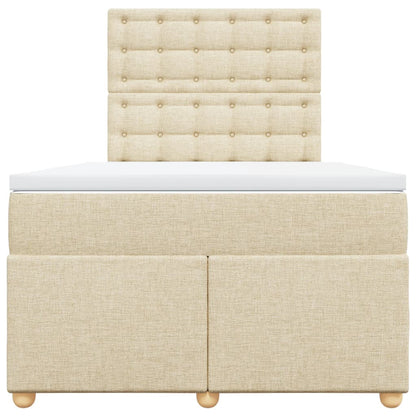 Box Spring Postel S Matrací Krémová 120X190 Cm Textil