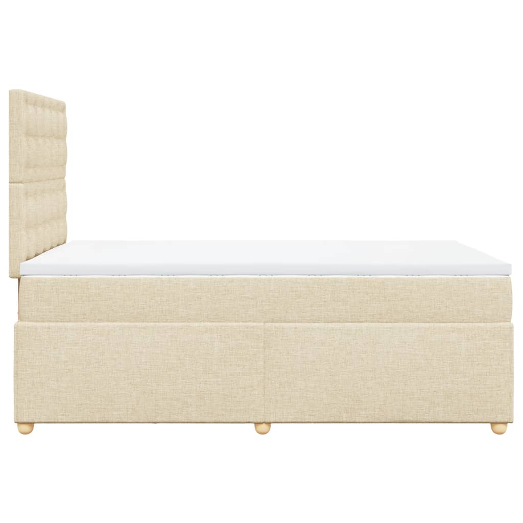 Box Spring Postel S Matrací Krémová 120X190 Cm Textil