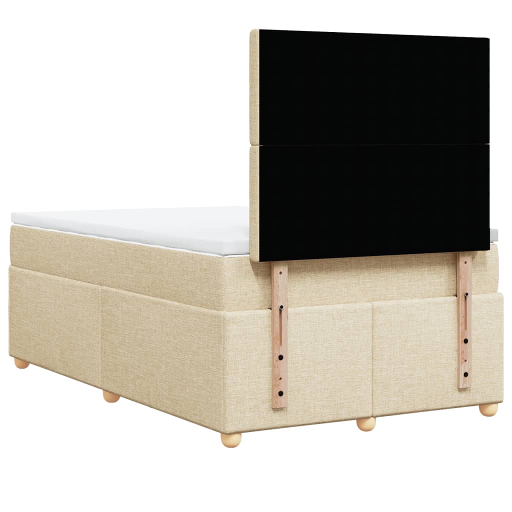 Box Spring Postel S Matrací Krémová 120X190 Cm Textil