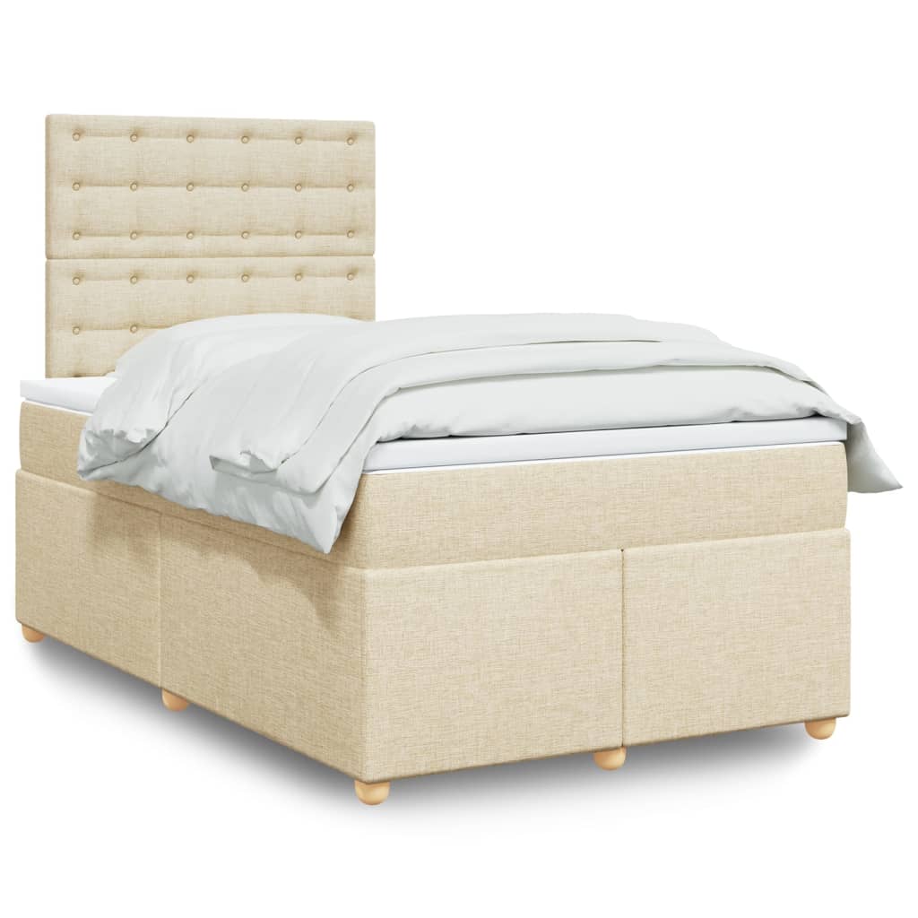 Box Spring Postel S Matrací Textil Krémová