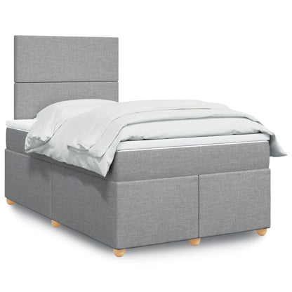 Box Spring Postel S Matrací Textil Světle Šedá