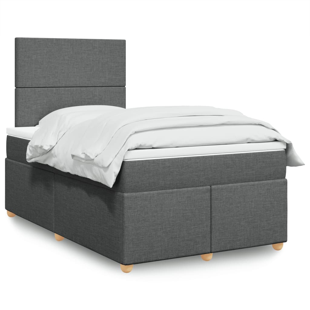 Box Spring Postel S Matrací Textil Tmavě Šedá