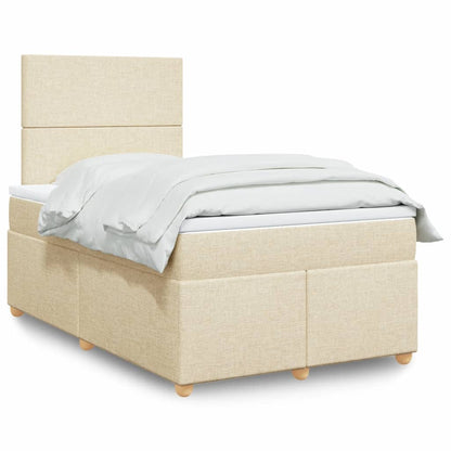Box Spring Postel S Matrací Textil Krémová