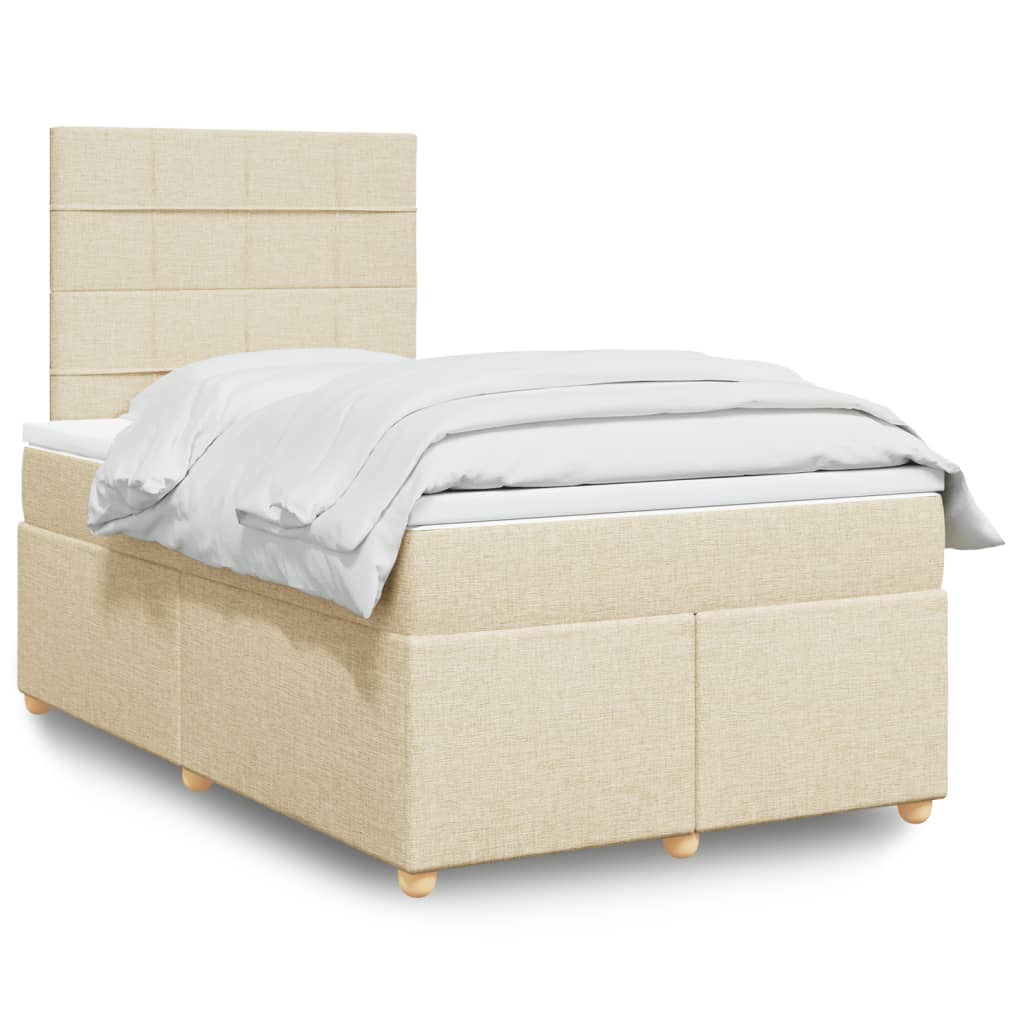 Box Spring Postel S Matrací Textil Krémová