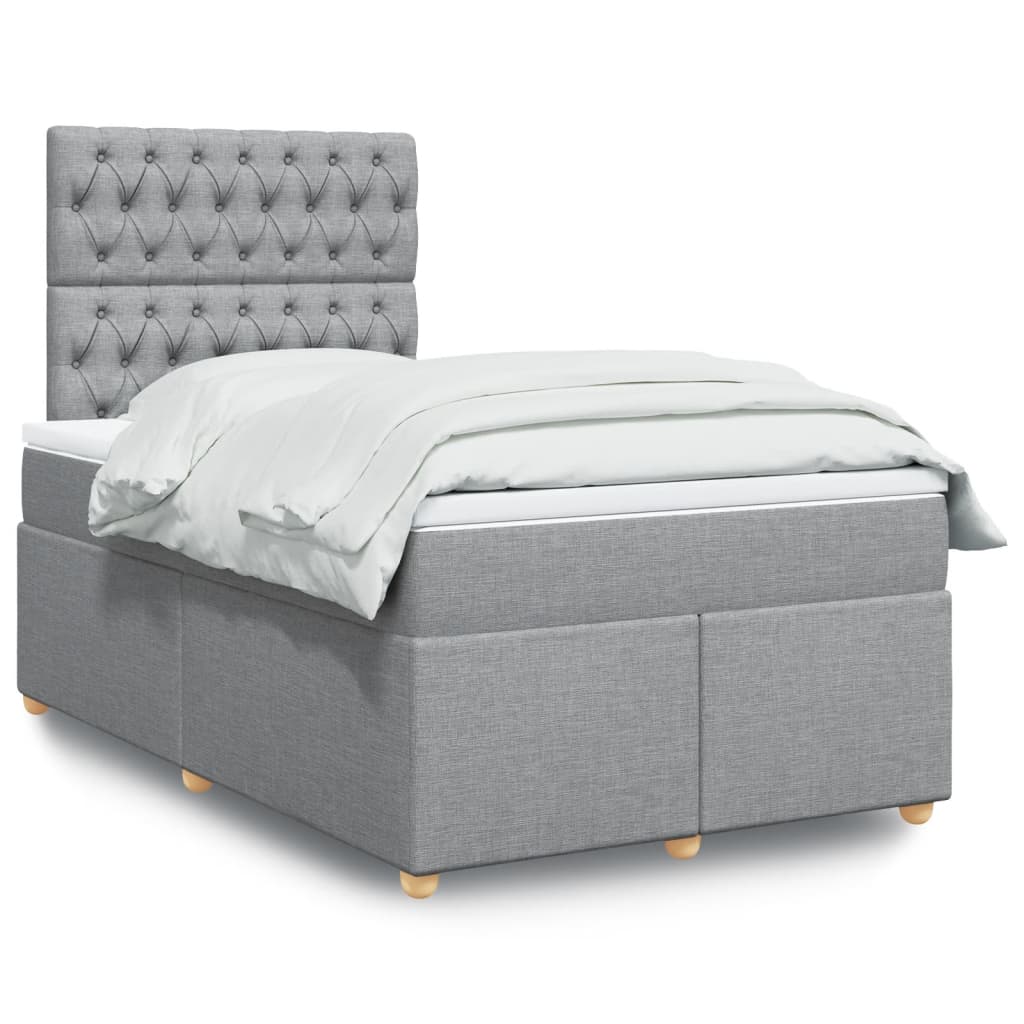 Box Spring Postel S Matrací Textil Světle Šedá