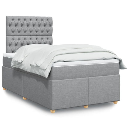 Box Spring Postel S Matrací Textil Světle Šedá